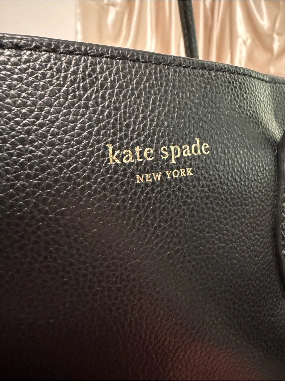 kate spade Black Pebbled Leather Tote with Shoulder Strap